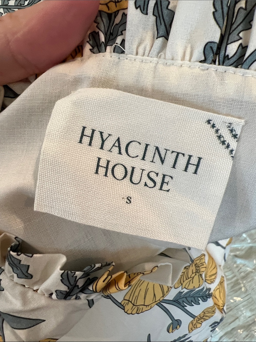 Hyacinth House White Mimi Midi Dress. Yellow Floral Print. Puff Sleeves. S. NWOT - Picture 9 of 13
